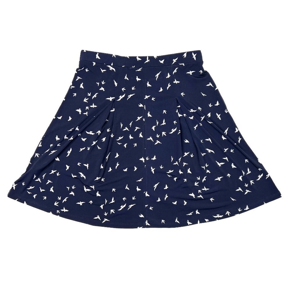 Gilli Willet Knit Fit and Flare Pleated Skirt Navy White Birds Size L - Picture 4 of 5